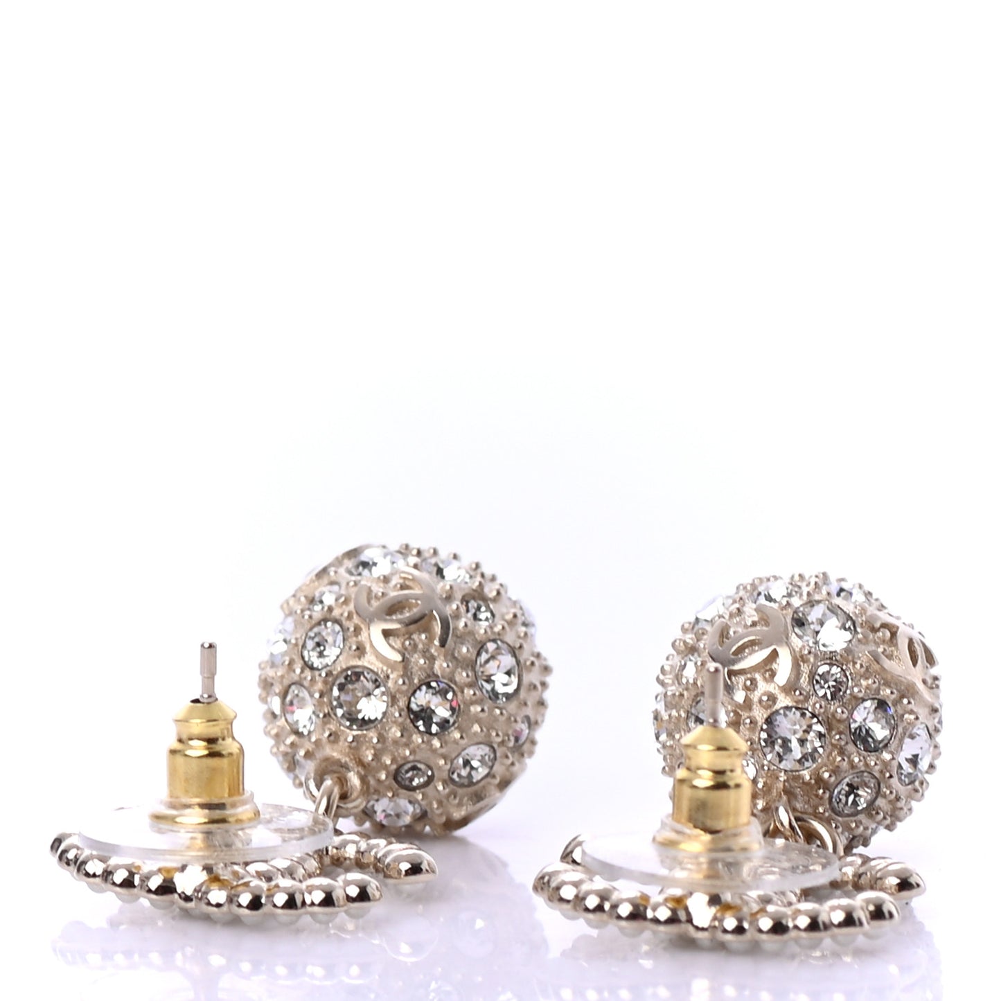 Crystal Pearl CC Drop Earrings Gold Pearly White