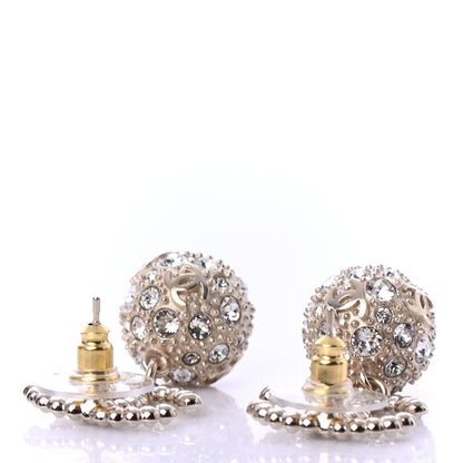 Chanel Crystal Pearl CC Drop Earrings Gold Pearly White 3 of 4