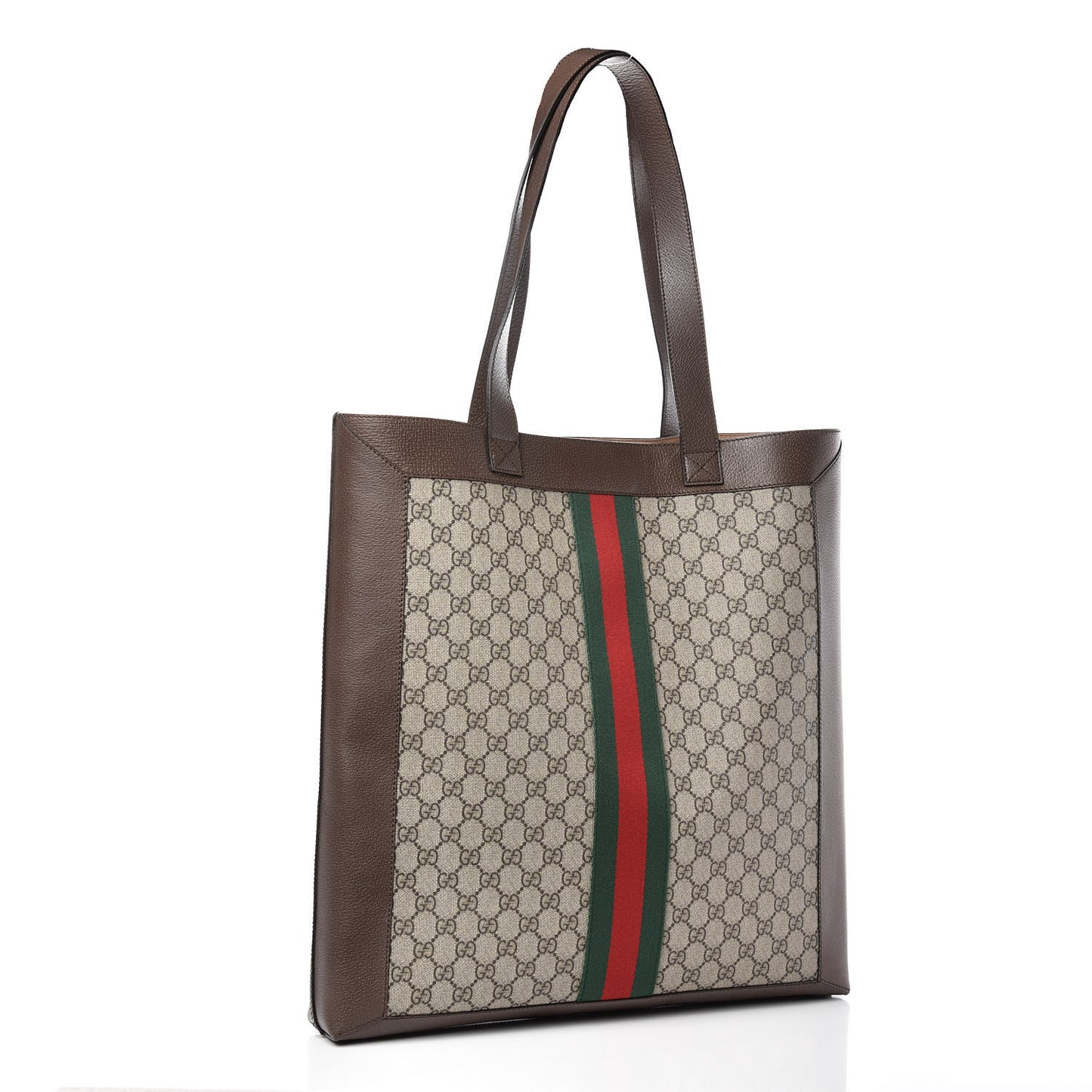 GG Supreme Monogram Web Large Ophidia Vertical Shopping Tote Brown