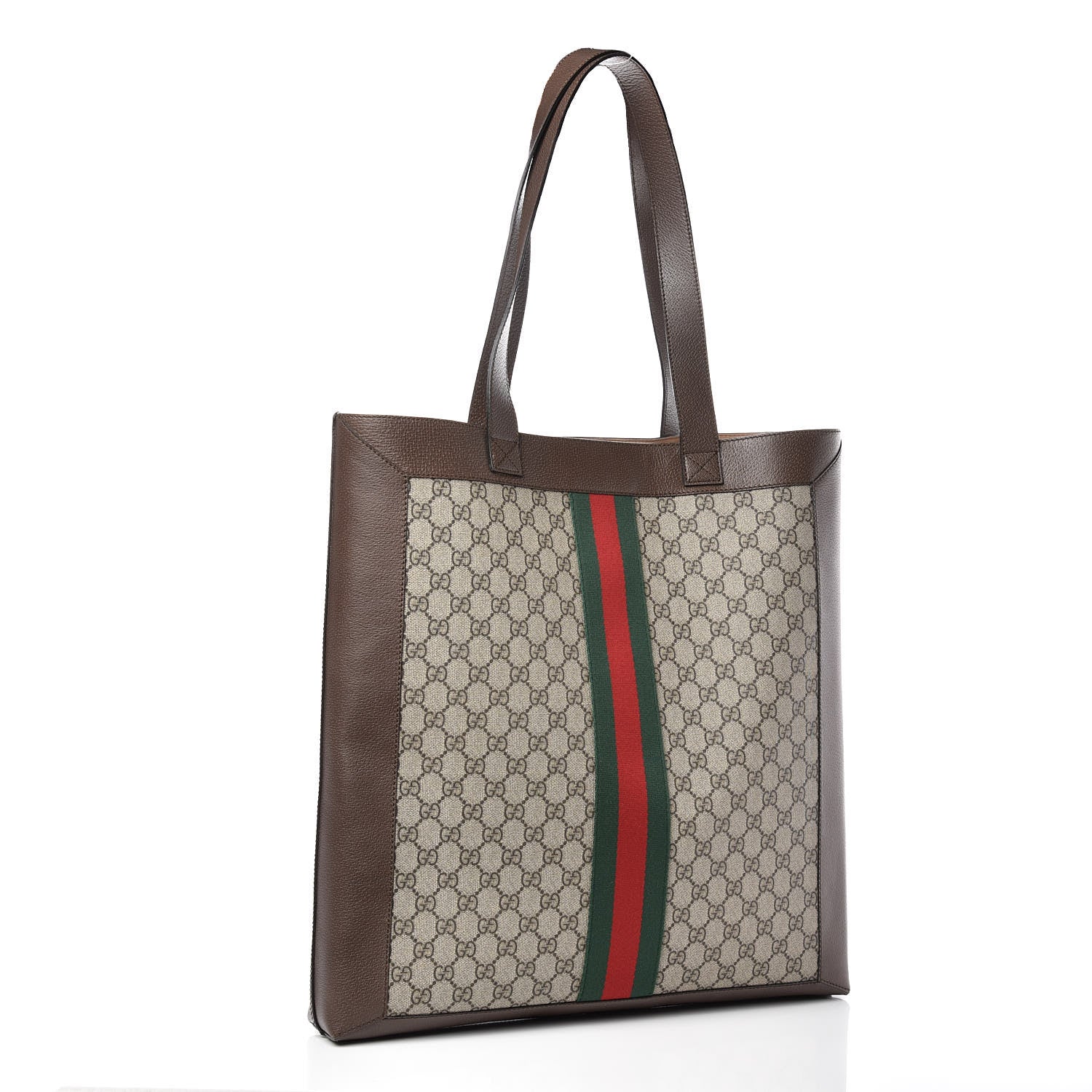 Gucci GG Supreme Monogram Web Large Ophidia Vertical Shopping Tote Brown 3 of 10