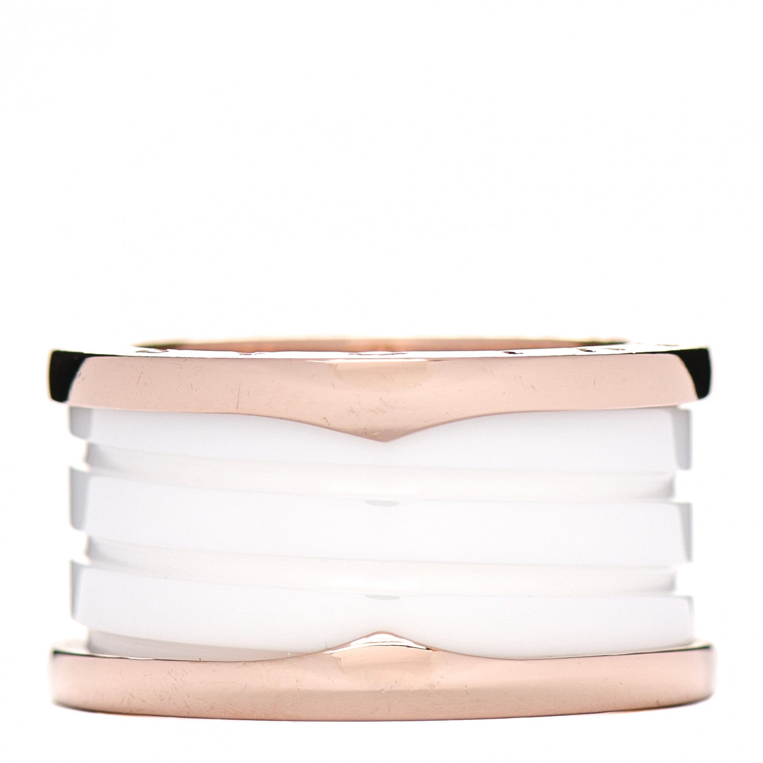 Bulgari 18K Rose Gold White Ceramic B.Zero1 Four-Band Ring 53 6.25 3 of 5