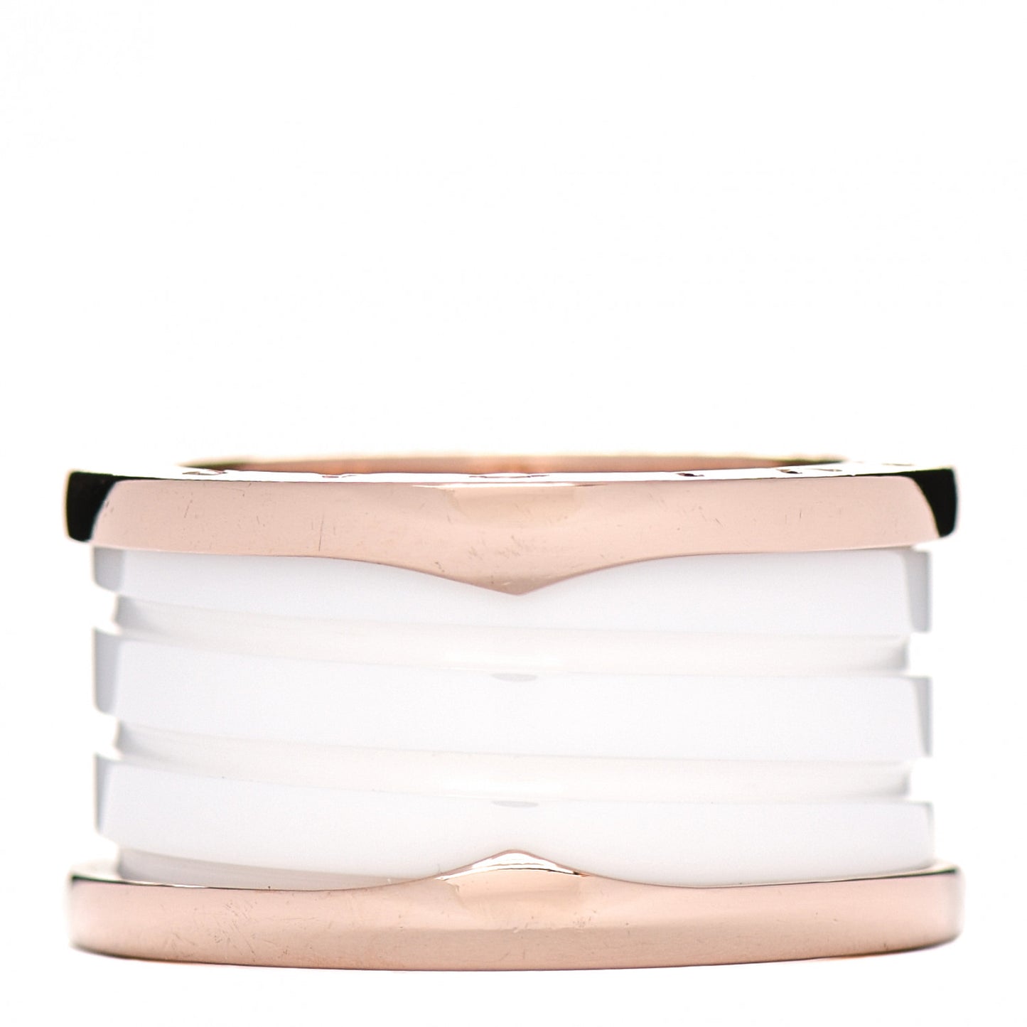 18K Rose Gold White Ceramic B.Zero1 Four-Band Ring 53 6.25