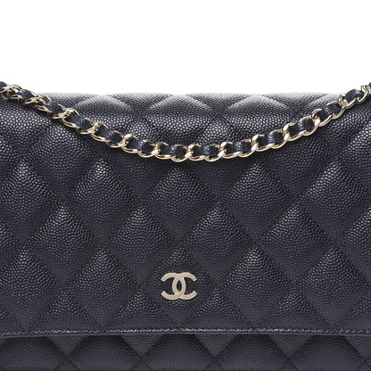 Chanel Caviar Quilted Wallet On Chain WOC Navy Blue 10 of 11