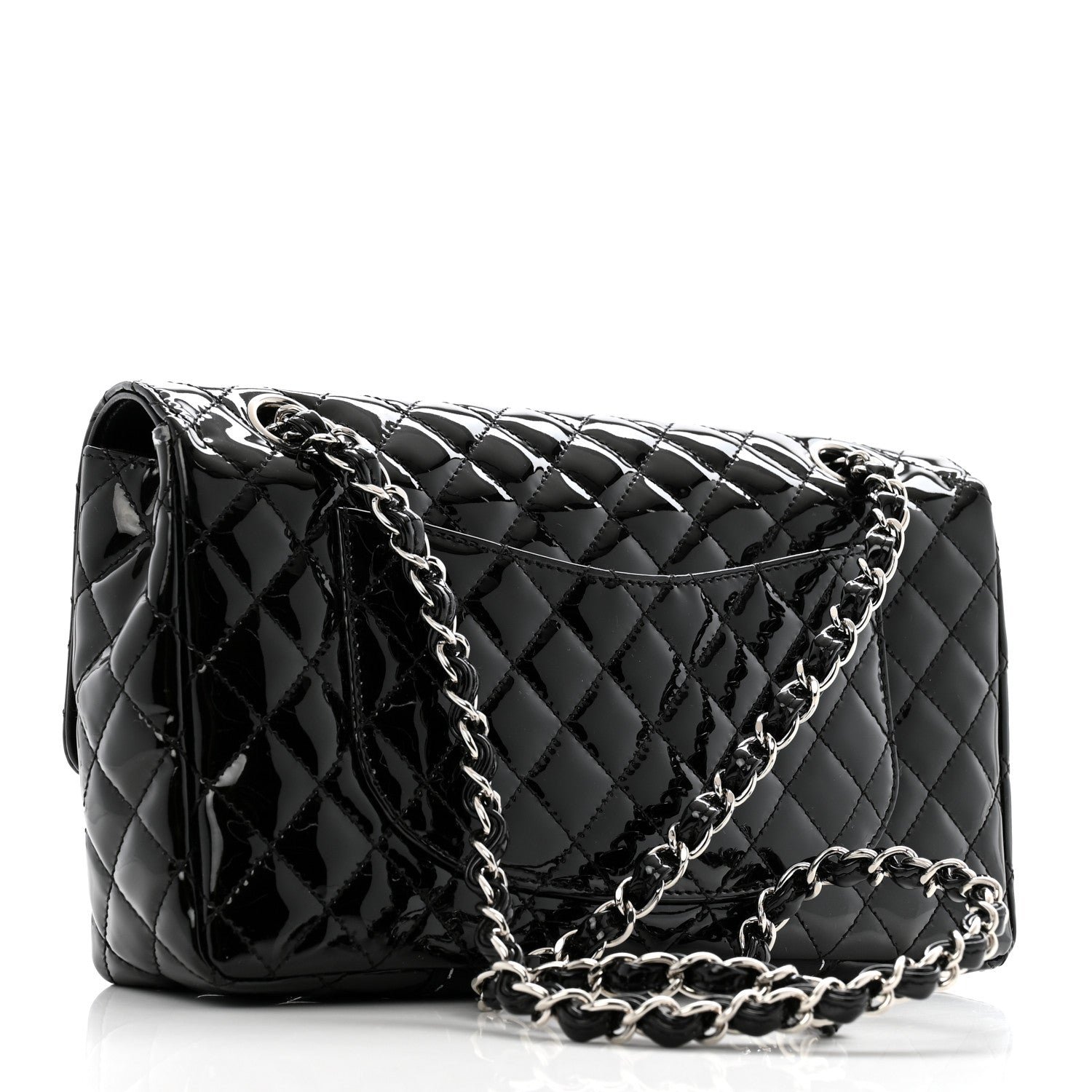 Chanel Patent Quilted Secret Label Medium Flap Black 3 of 11