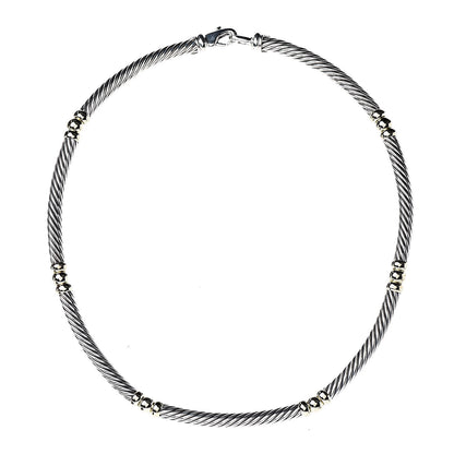 David Yurman Sterling Silver 14K Yellow Gold Hampton Cable Necklace 1 of 5