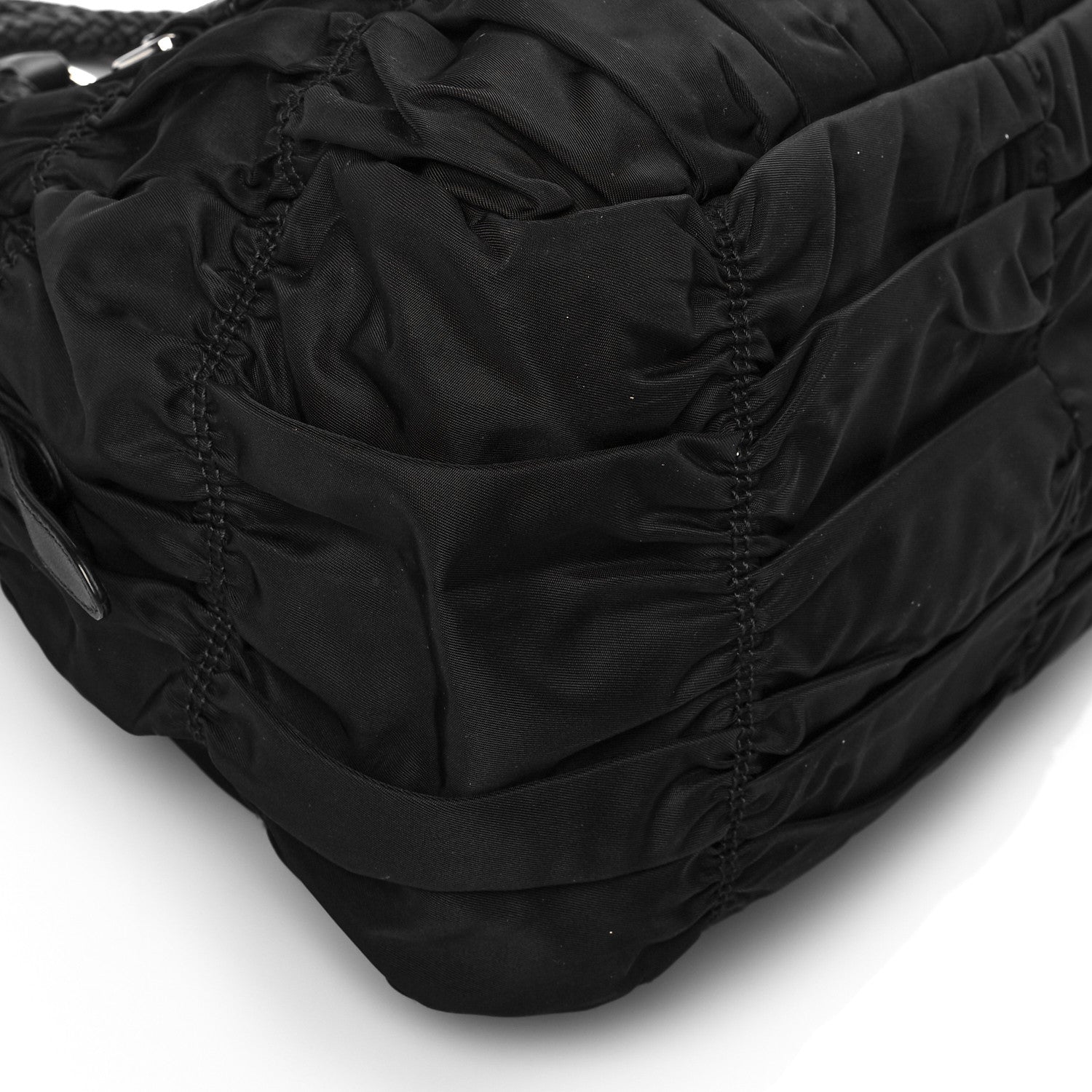 Prada Tessuto Nylon Nappa Braided Gaufre Shopping Satchel Black 8 of 9