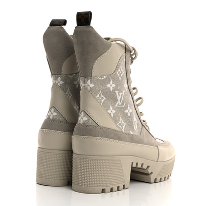 Louis Vuitton Suede Calfskin Laureate Platform Desert Boots 38.5 Beige 4 of 9