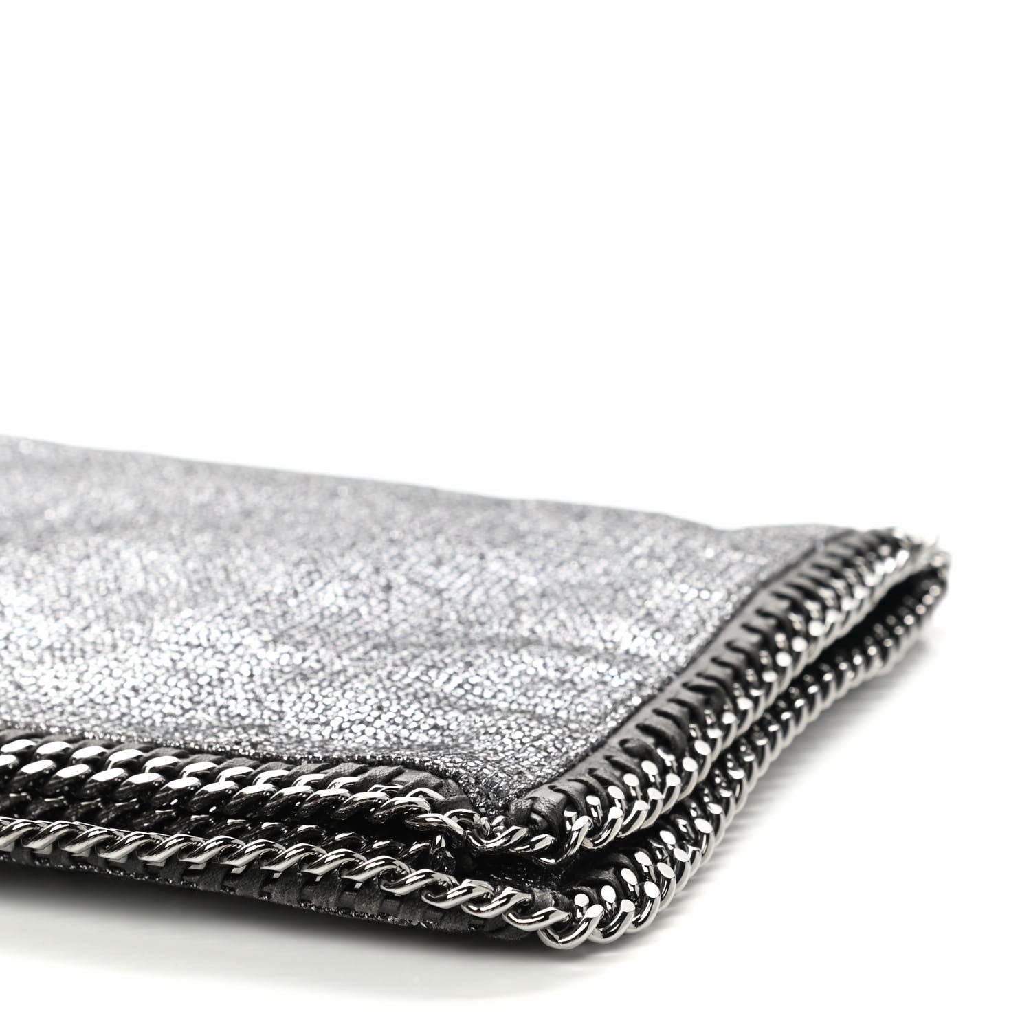 Stella McCartney Metallic Glitter Fold Over Falabella Clutch Silver 9 of 9