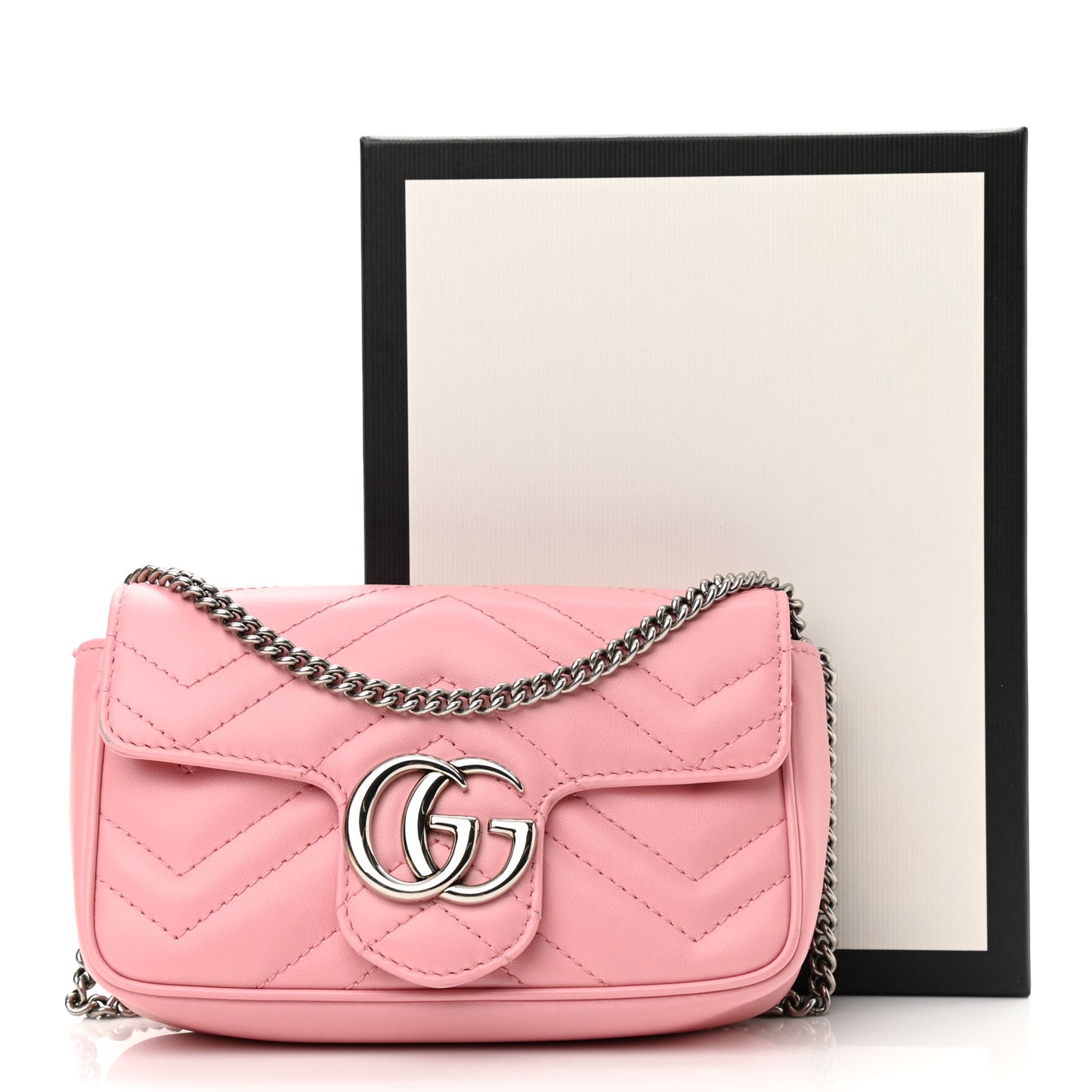Calfskin Matelasse Super Mini GG Marmont Shoulder Bag Wild Rose