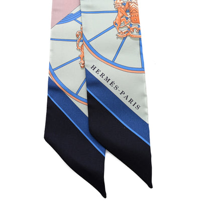 Hermes Silk Springs Springs Twilly Marine Vert Jaune 2 of 5