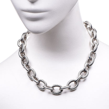 David Yurman Sterling Silver 16mm Large Oval Link Necklace 2 of 4