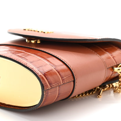 Chloe Calfskin Crocodile Embossed Small Aby Lock Chestnut Brown 8 of 8