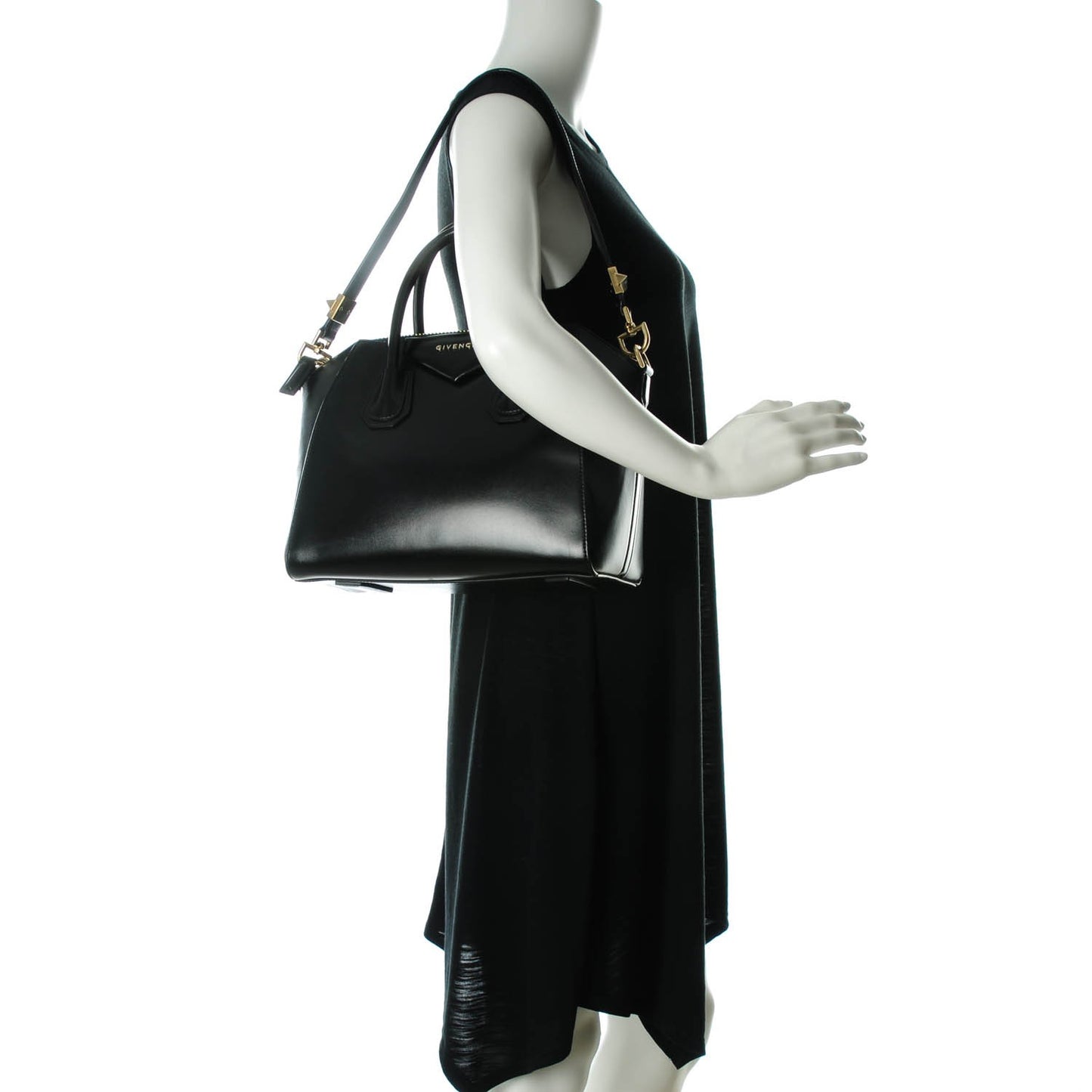 Shiny Lord Calfskin Small Antigona Black