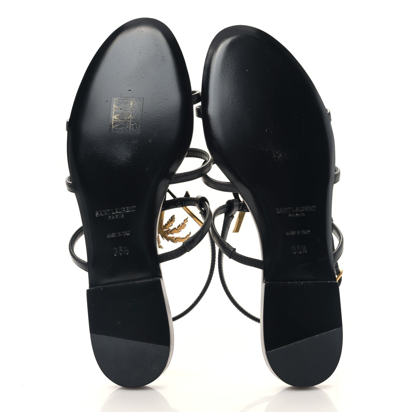 Calfskin Cassandra Monogram Sandals 35.5 Black