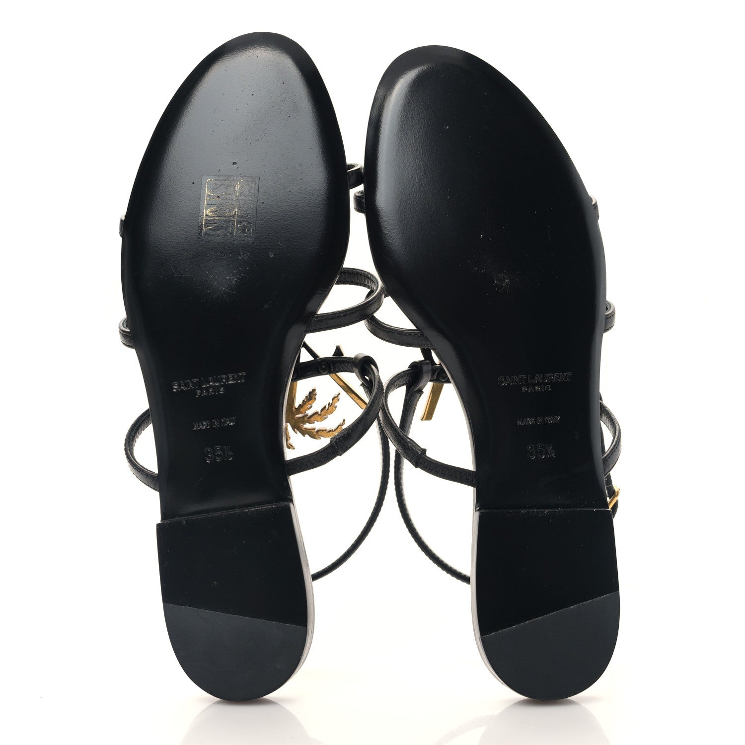 Saint Laurent Calfskin Cassandra Monogram Sandals 35.5 Black 5 of 8