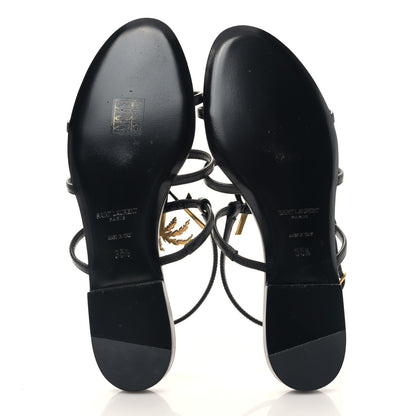 Saint Laurent Calfskin Cassandra Monogram Sandals 35.5 Black 5 of 8