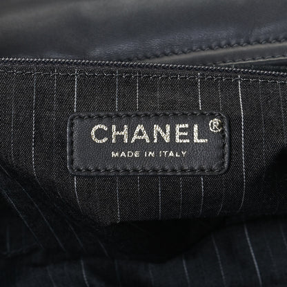 Chanel Glazed Calfskin Lambskin Quilted Portobello Tote Black Grey 6 of 11