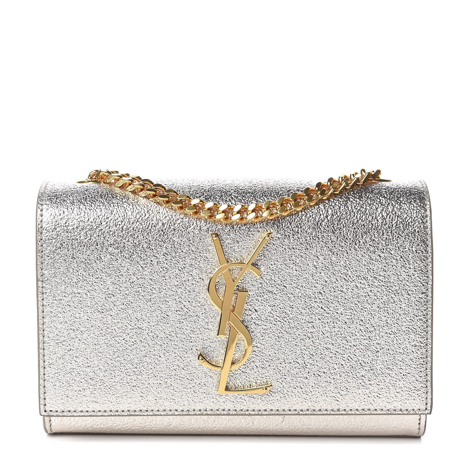 Saint Laurent Metallic Calfskin Small Classic Monogram Kate Satchel Pale Gold 1 of 9