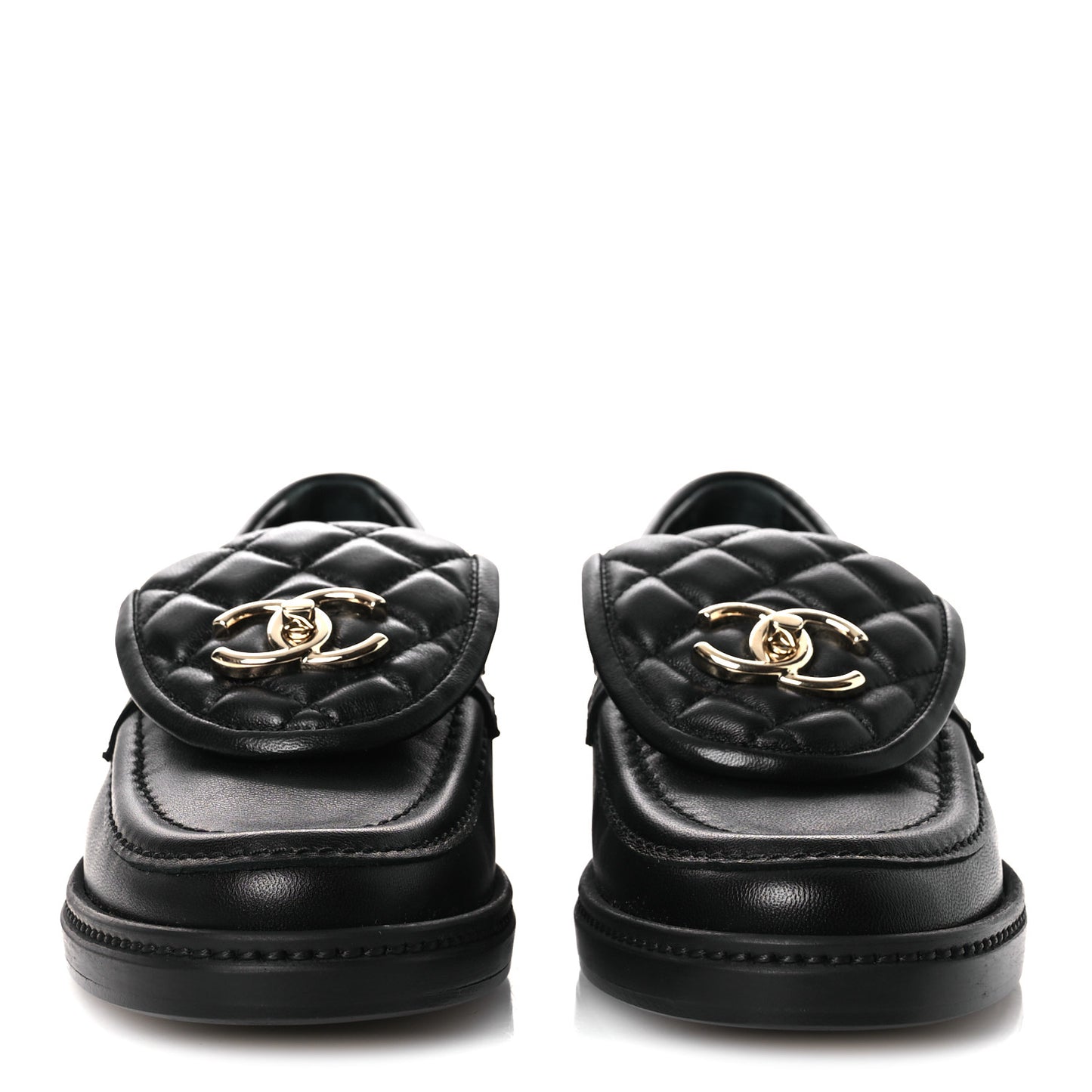 Lambskin Quilted CC Turnlock Loafers 36 Black