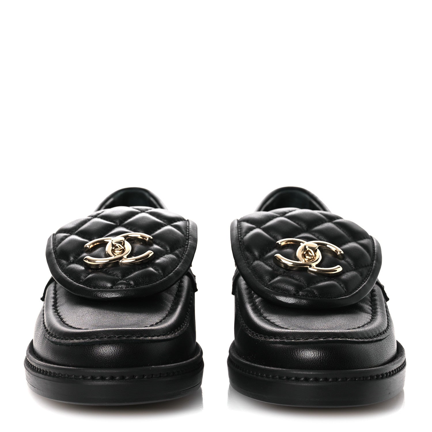 Chanel Lambskin Quilted CC Turnlock Loafers 36 Black 3 of 13