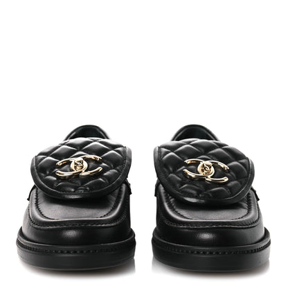 Chanel Lambskin Quilted CC Turnlock Loafers 36 Black 3 of 13