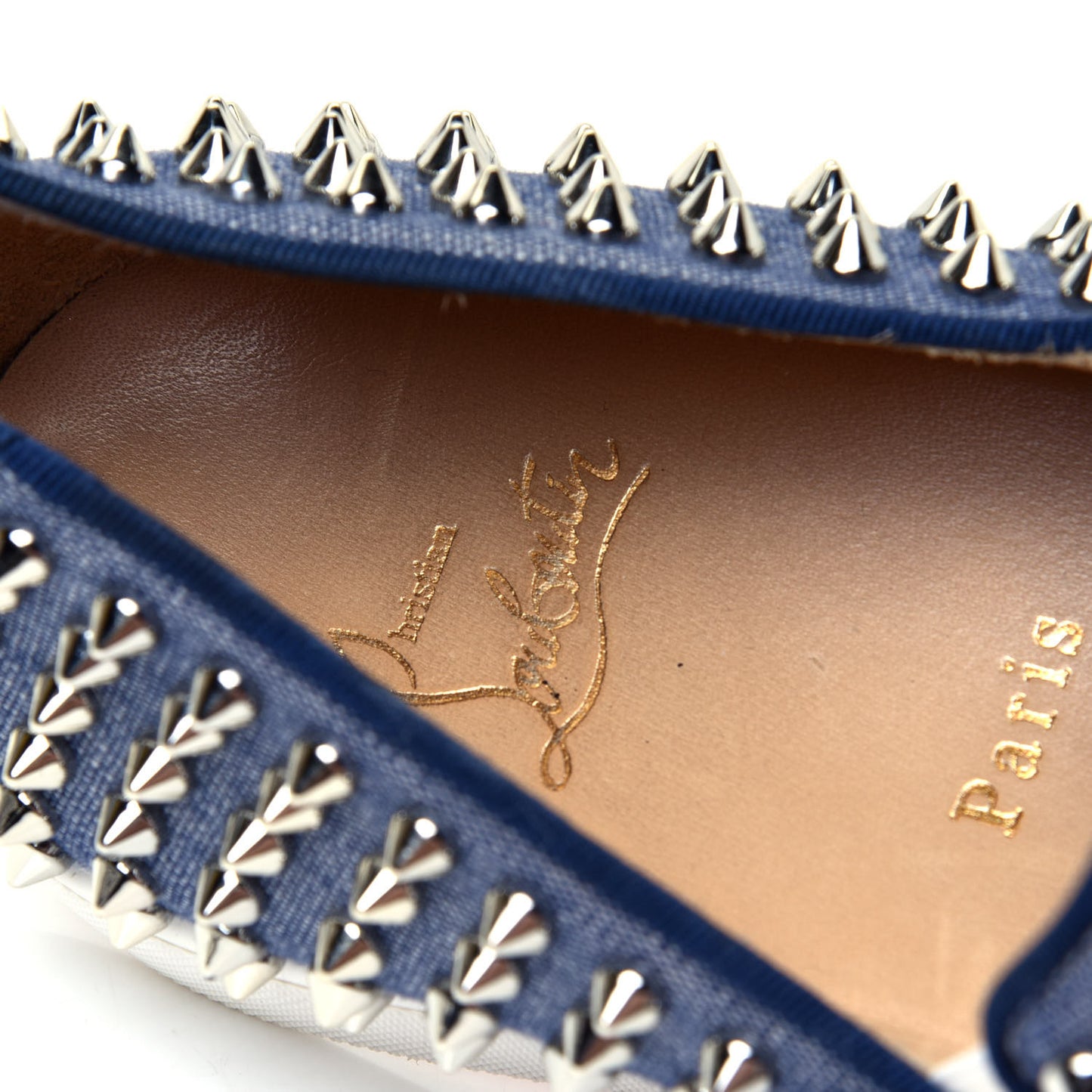 Denim Chain Spikes Mens Roller Boat Flat 42 Blue