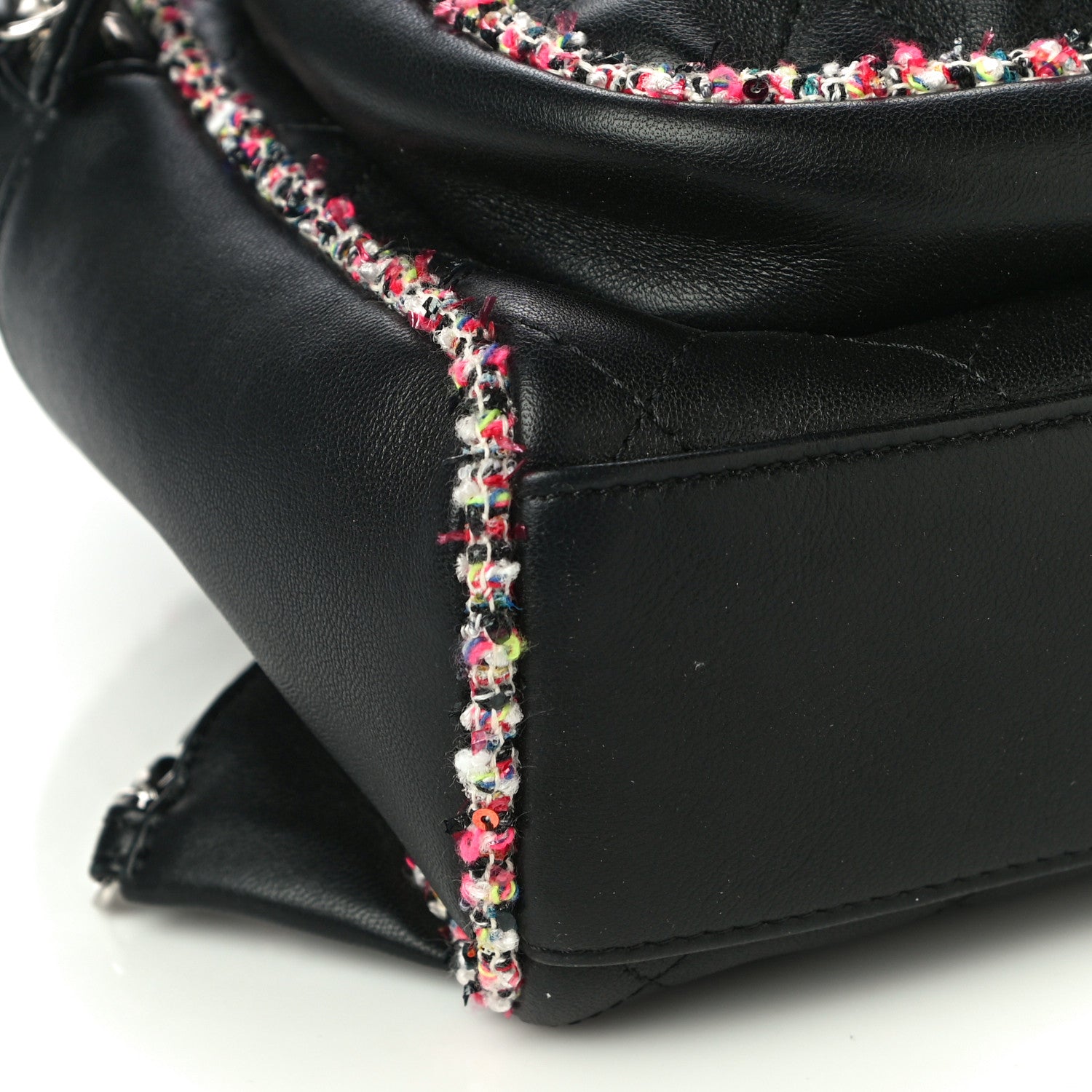 Chanel Lambskin Tweed Quilted Elegant Trim Backpack Black 8 of 9