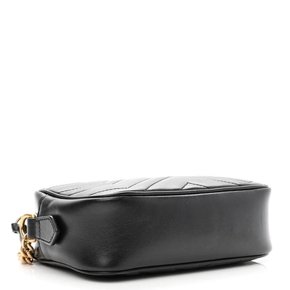 Gucci Calfskin Matelasse Mini GG Marmont Chain Shoulder Bag Black 4 of 11
