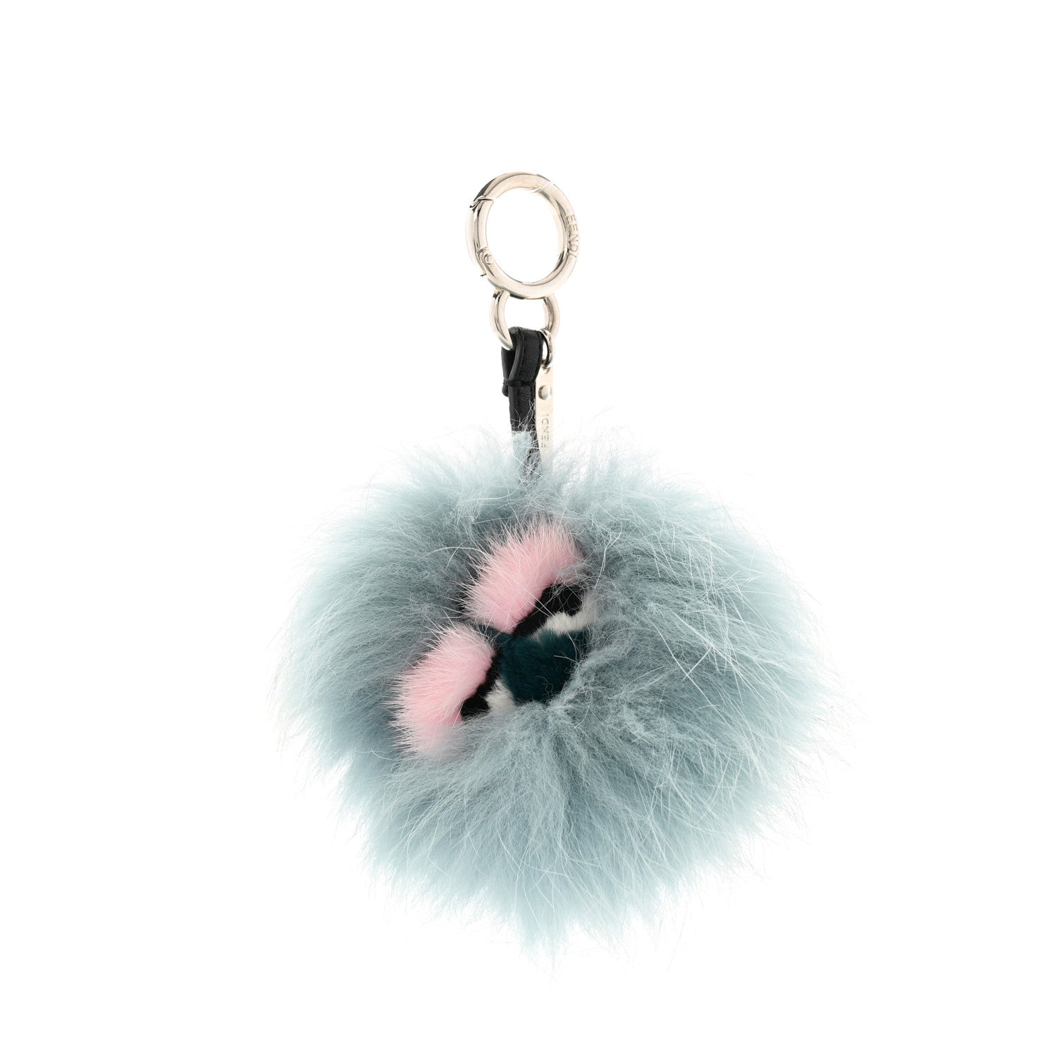 Fendi Fox Mink Rabbit Fur Vitello Flamingo Mini Monster Bag Bug Charm Lagoon Black Multicolor 1 of 4