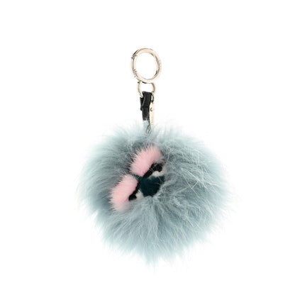 Fendi Fox Mink Rabbit Fur Vitello Flamingo Mini Monster Bag Bug Charm Lagoon Black Multicolor 1 of 4
