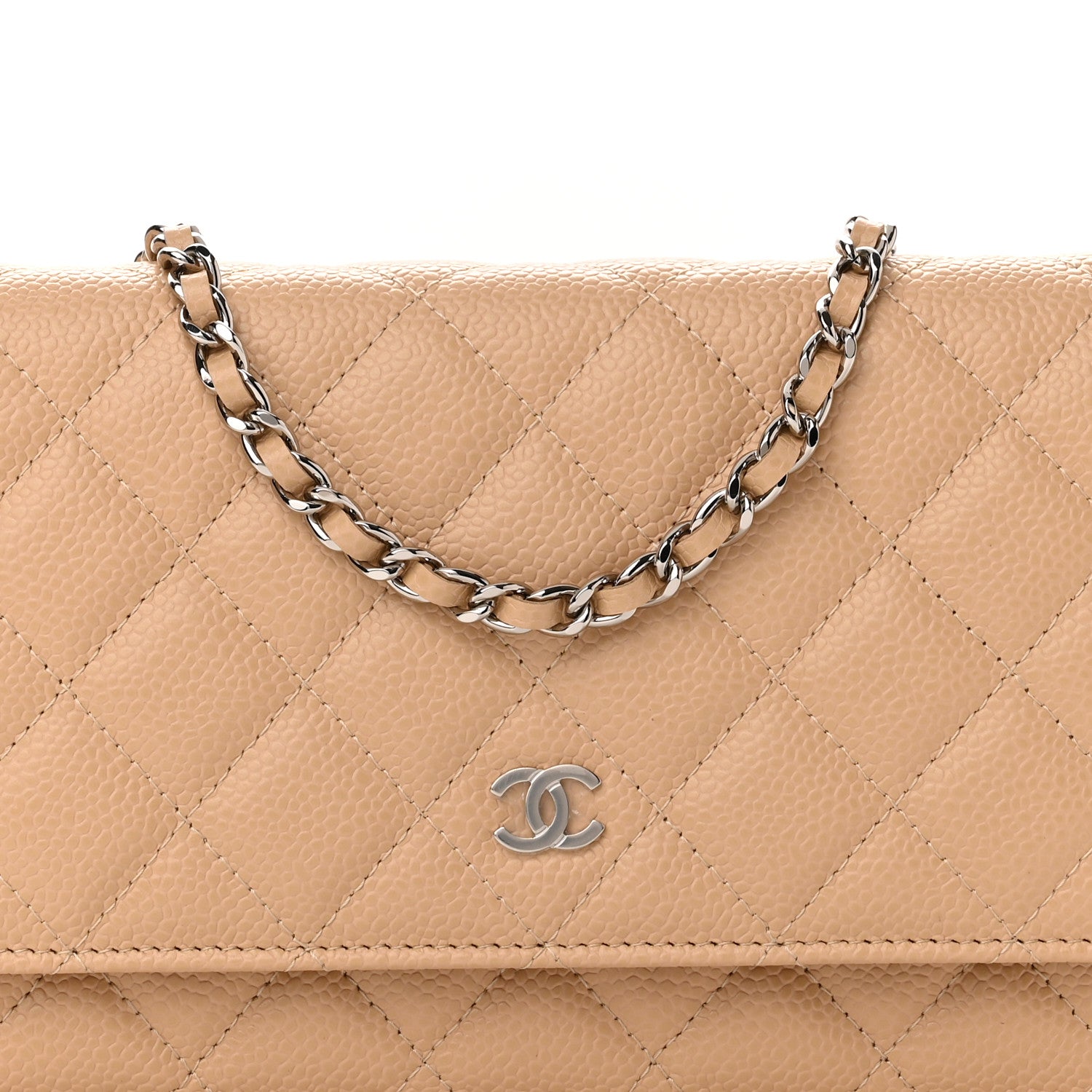 Chanel Caviar Quilted Wallet On Chain WOC Beige 9 of 12