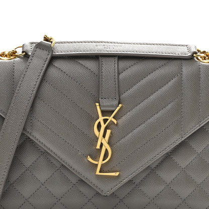 Saint Laurent Grain De Poudre Textured Mixed Matelasse Medium Triquilt Monogram Satchel Fog 7 of 9