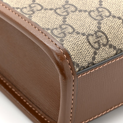 Gucci GG Supreme Monogram Azalea Calfskin Mini Retro Interlocking G Tote Bag Beige Ebony Brown Sugar 13 of 14