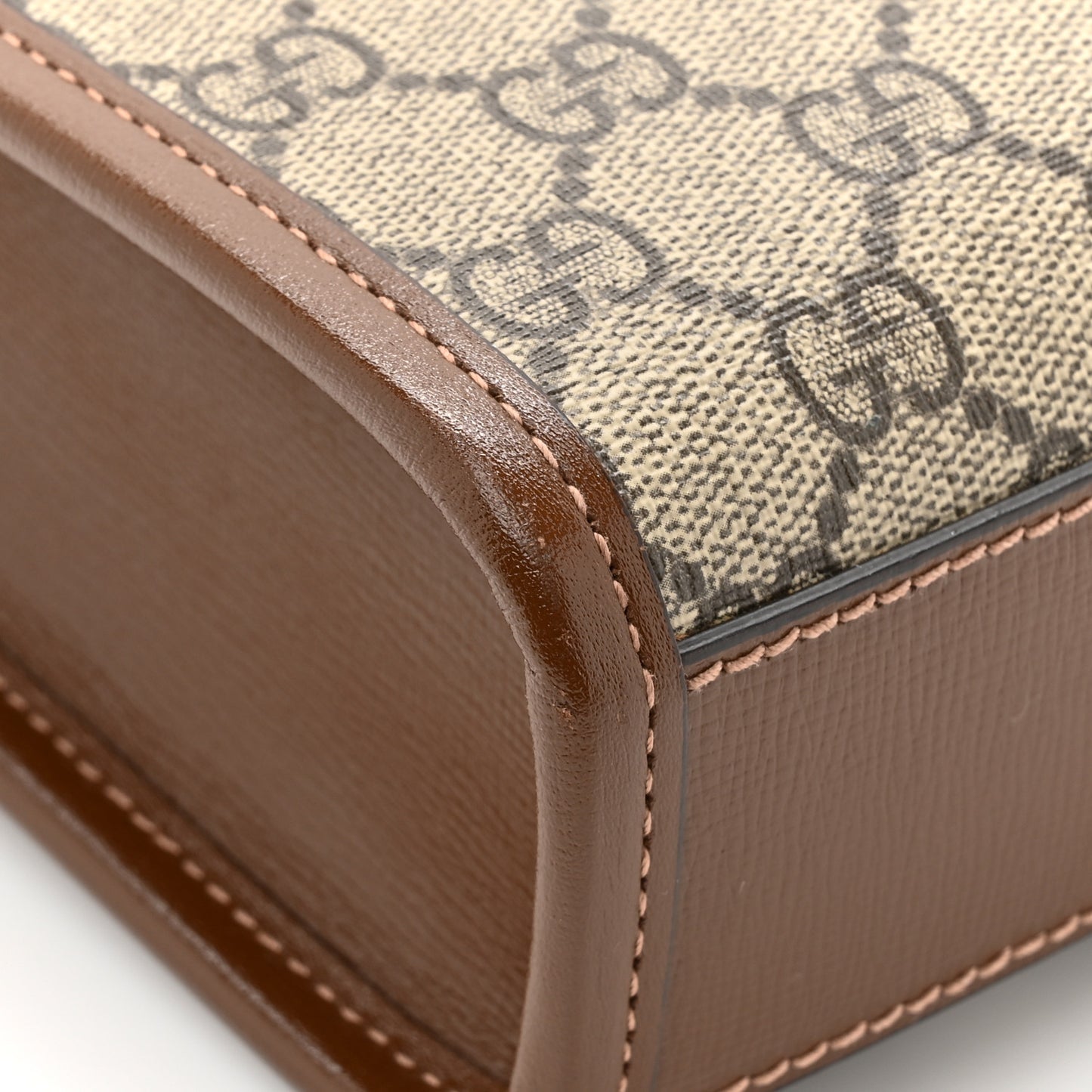 GG Supreme Monogram Azalea Calfskin Mini Retro Interlocking G Tote Bag Beige Ebony Brown Sugar