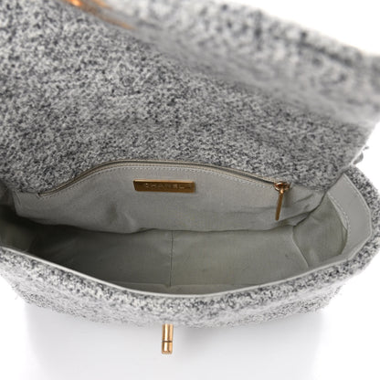 Chanel Tweed Quilted Medium Chanel 19 Flap Grey Ecru 5 of 10