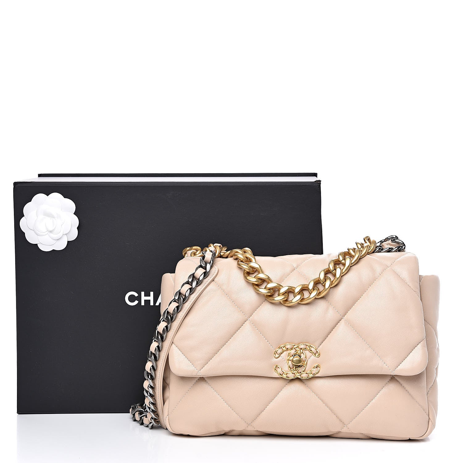 Chanel Goatskin Quilted Large 19 Flap Beige 10 of 10
