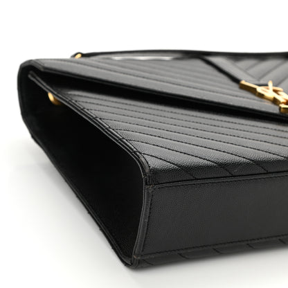 Saint Laurent Grain De Poudre Matelasse Chevron Large Monogram Satchel Black 9 of 10