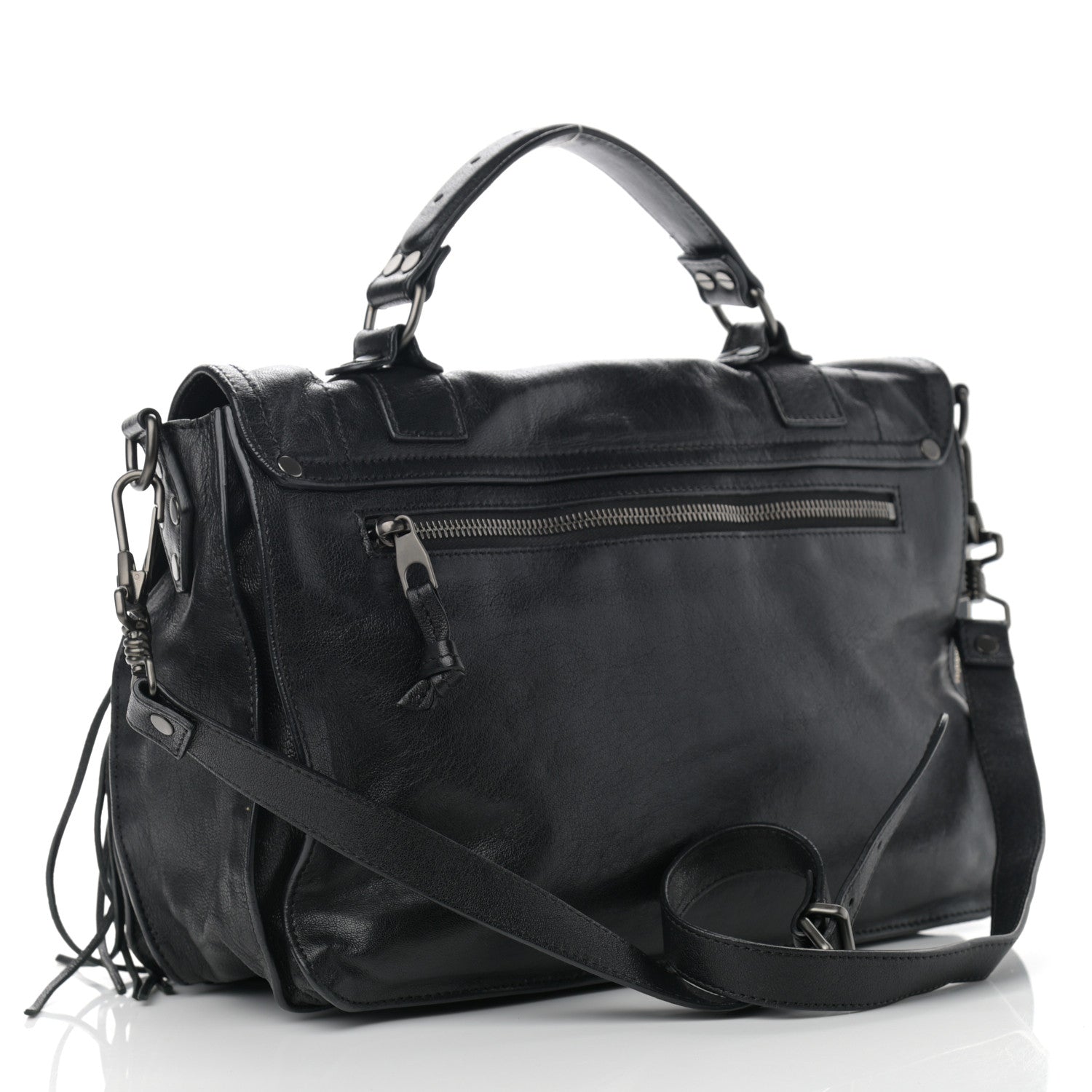 Proenza Schouler Lambskin Tiny Fringe Lux PS1 Satchel Black 3 of 11