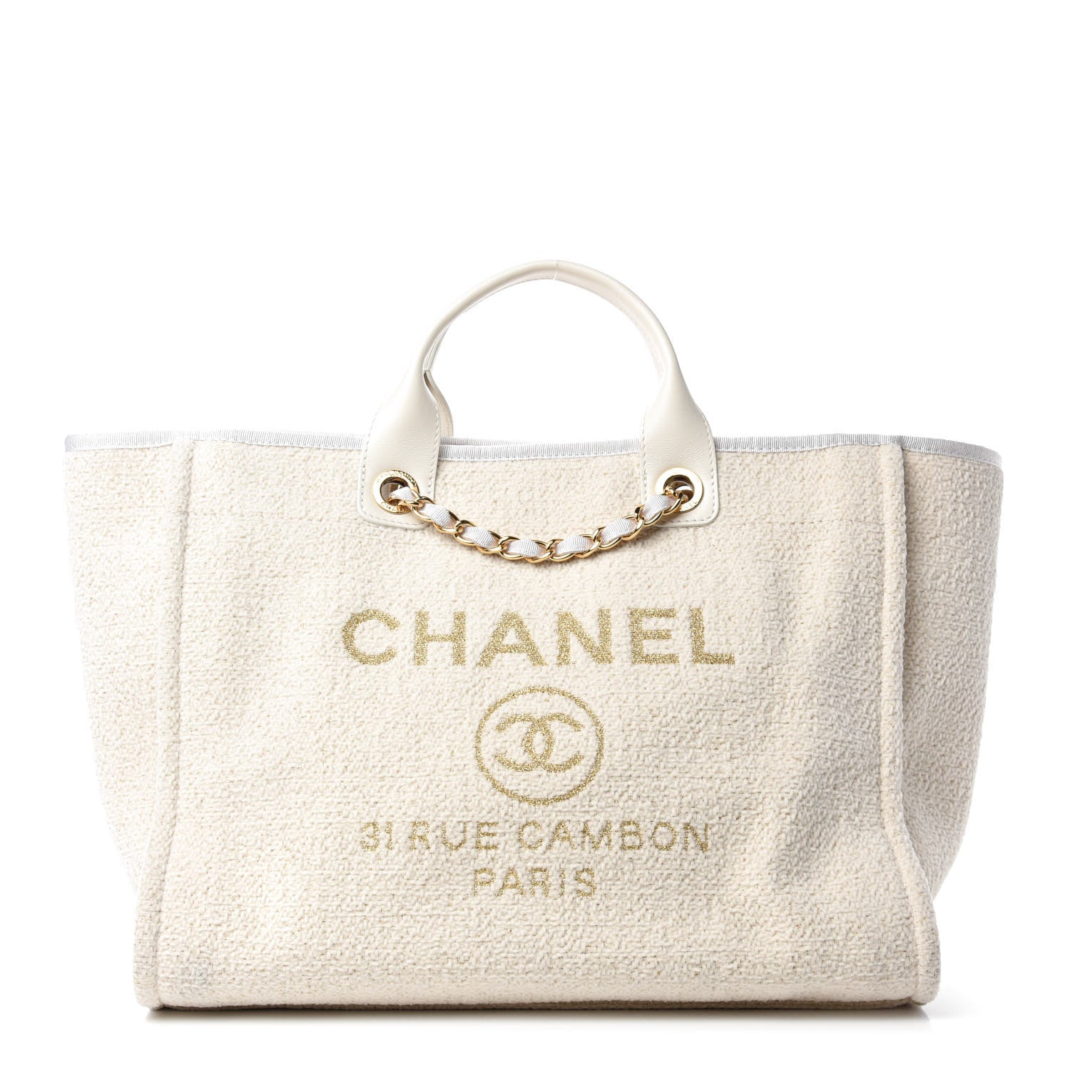 Chanel Lurex Boucle Medium Deauville Tote White 1 of 10