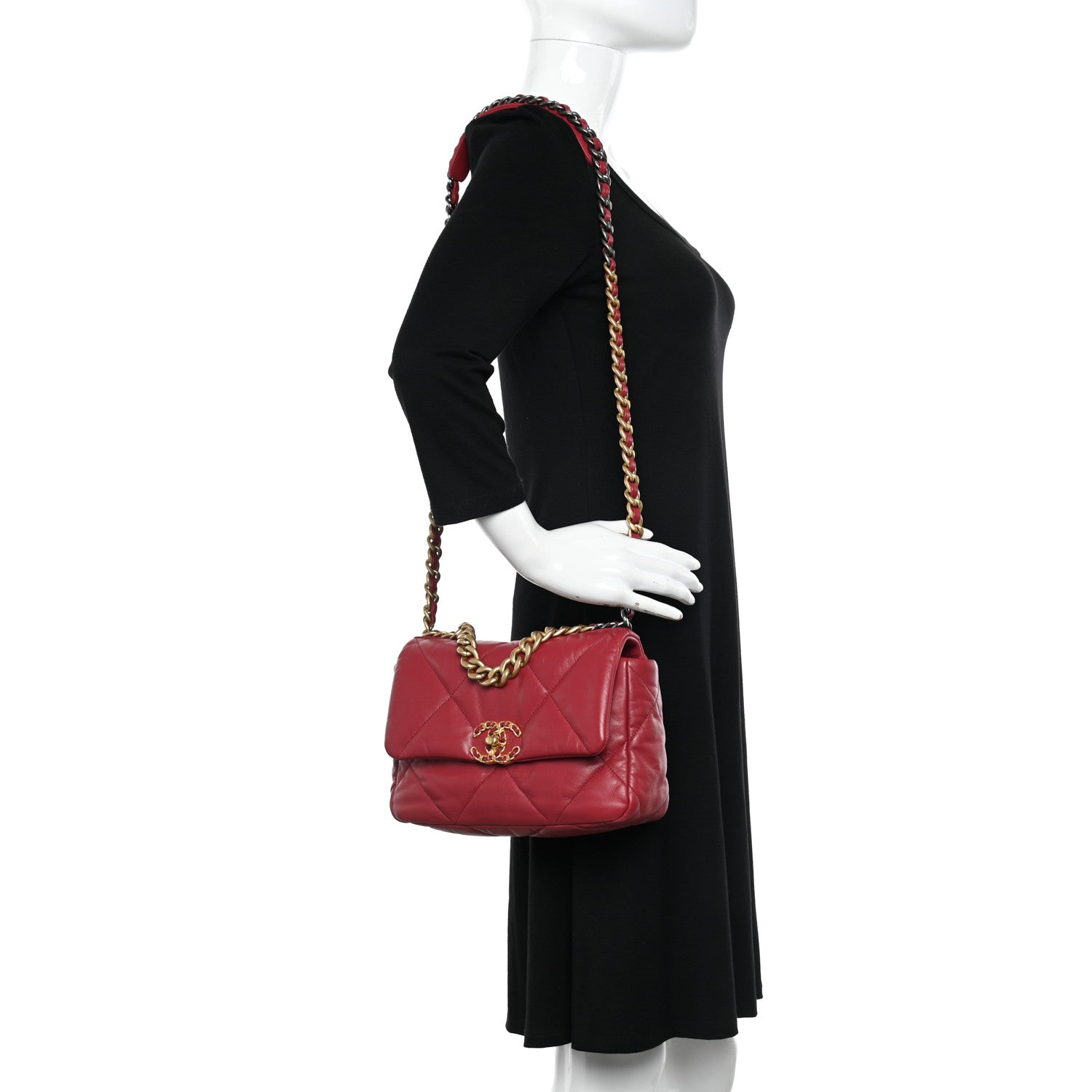 Chanel Goatskin Quilted Medium Chanel 19 Flap Red 2 of 12