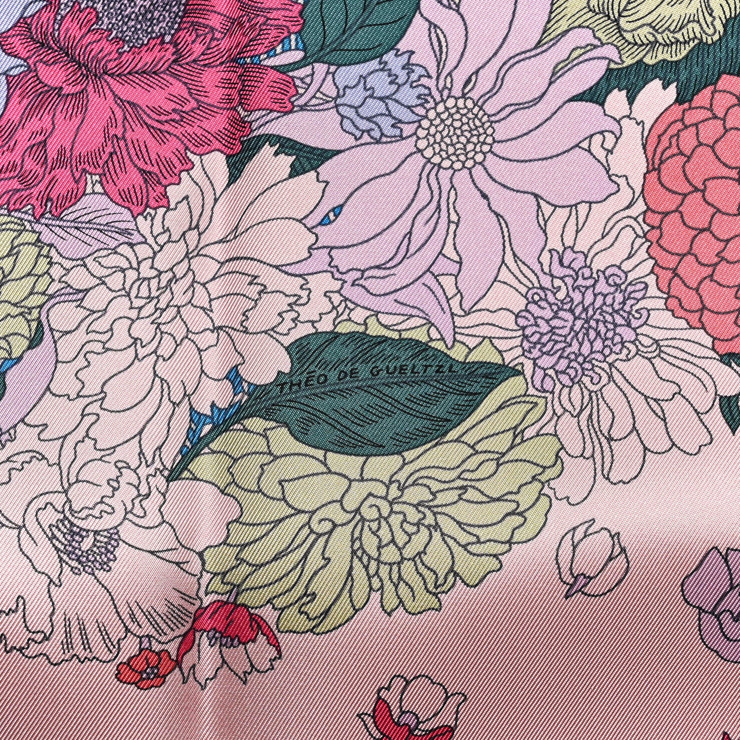 Hermes Silk Twill Robe Legere Scarf 90 Rose Hortensia Bleu 6 of 6