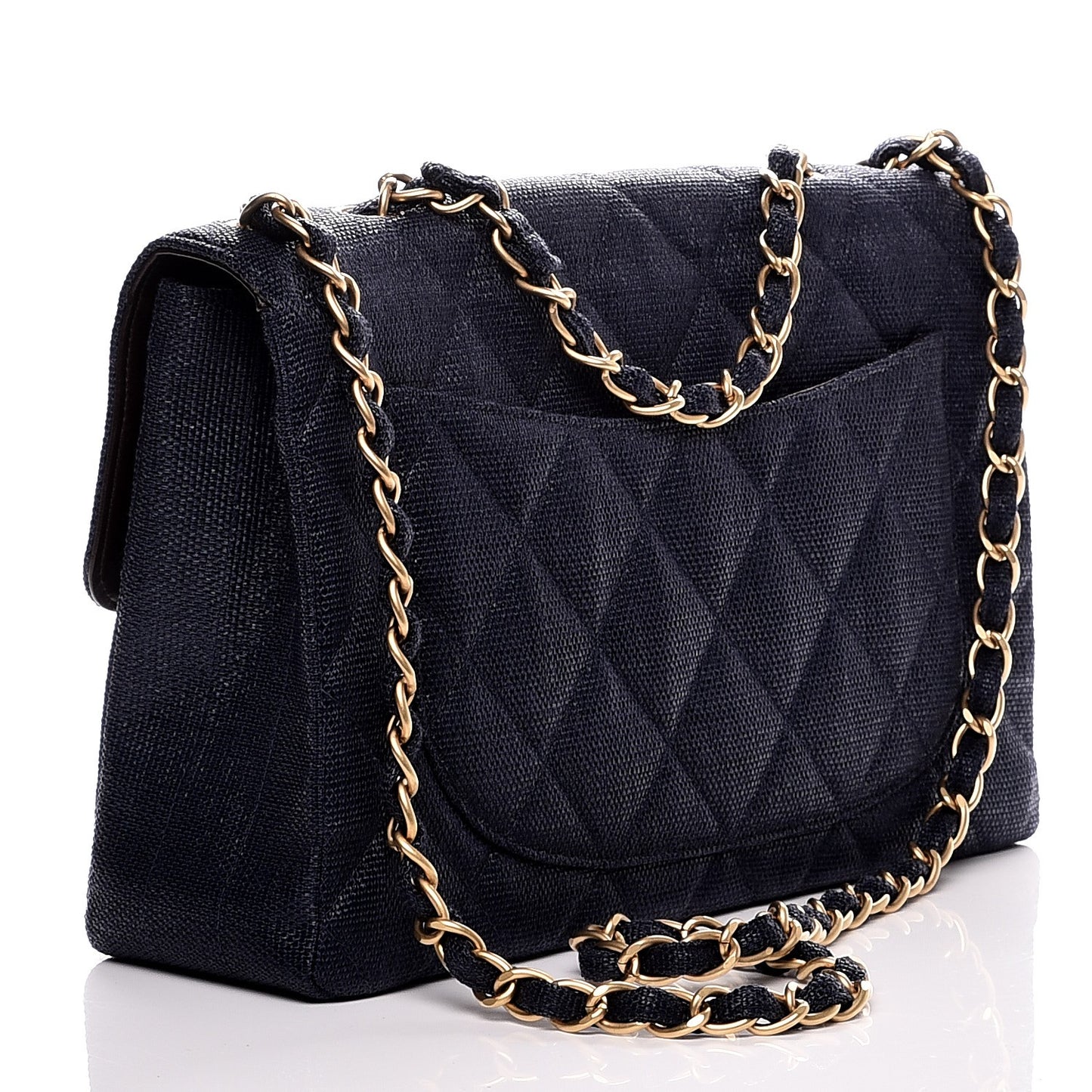 Toile Quilted Jumbo Single Flap Dark Blue