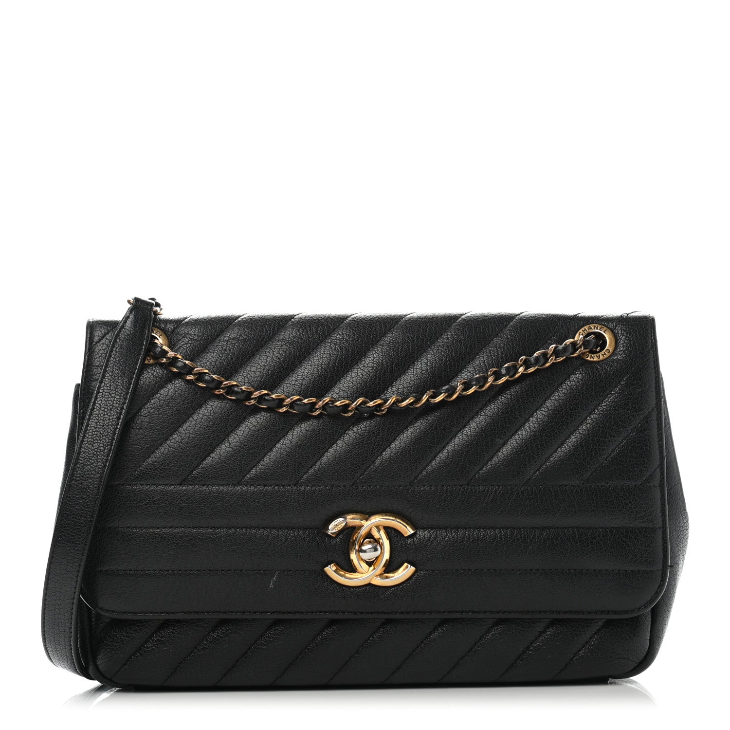 Chanel Goatskin Diagonal Quilted Small Flap Black 1 of 12
