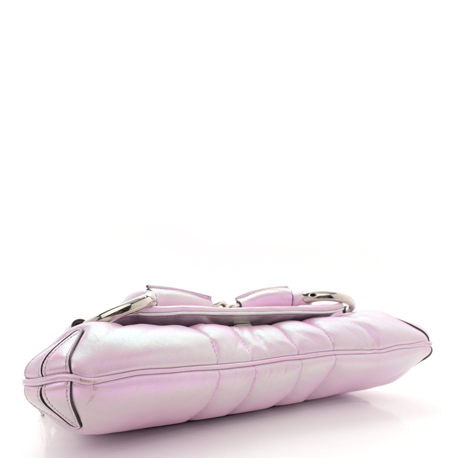 Gucci Iridescent Nappa Vertical Matelasse Medium Maxi Horsebit Chain Shoulder Bag Escape Pink 4 of 14