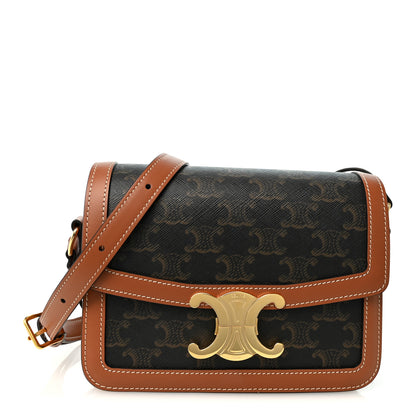 Celine Calfskin Triomphe Canvas Teen Triomphe Bag Tan 1 of 10