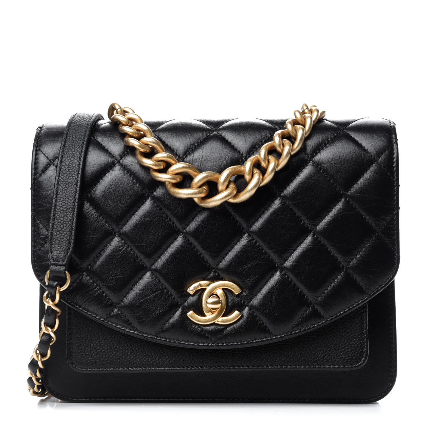 Chanel Calfskin Caviar Quilted Chain Handle Flap Black 1 of 12