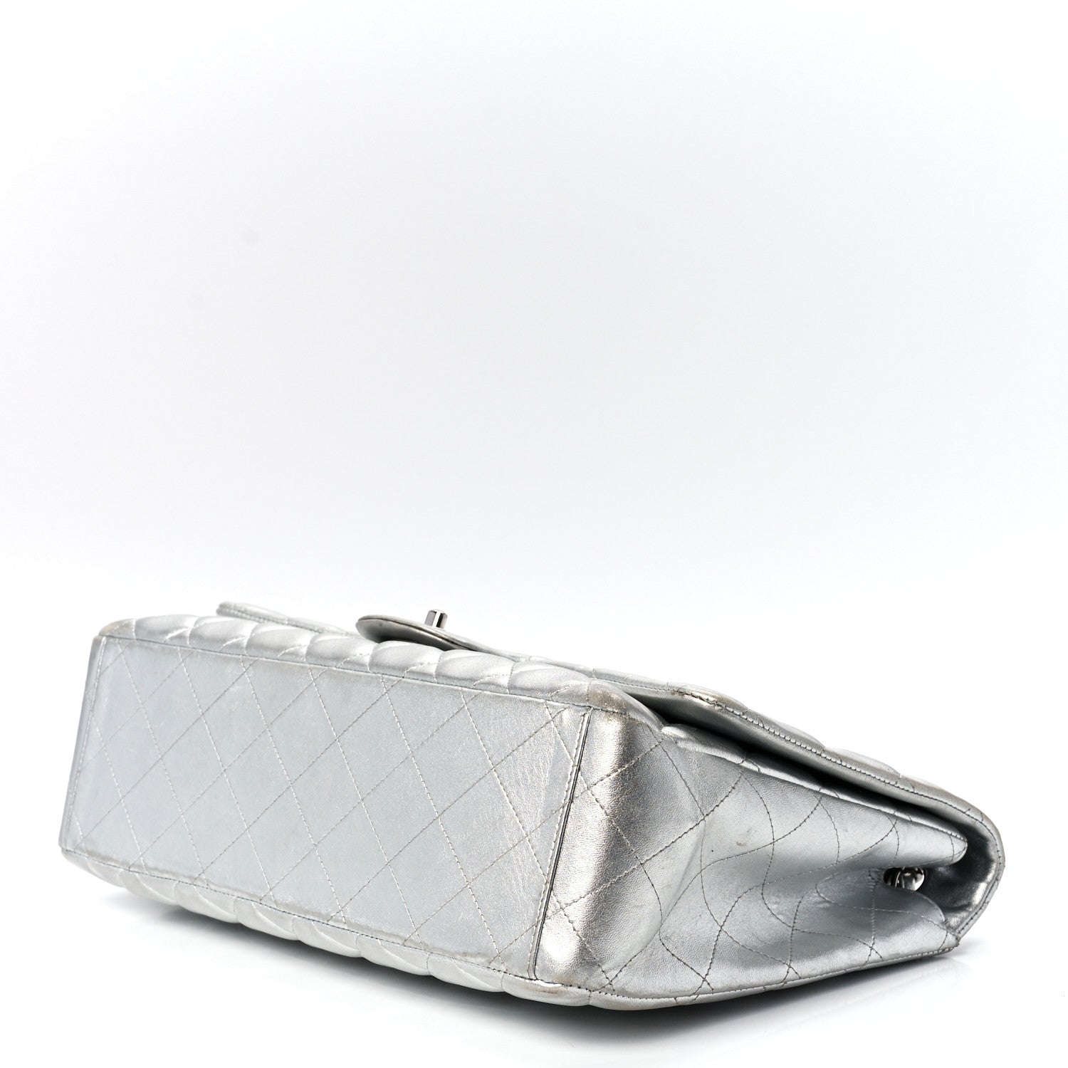 Chanel Metallic Lambskin Quilted Maxi Single Flap Silver 10 of 13