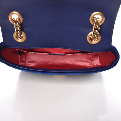 Gucci Velvet Matelasse Mini GG Marmont Shoulder Bag Cobalt Blue 5 of 7