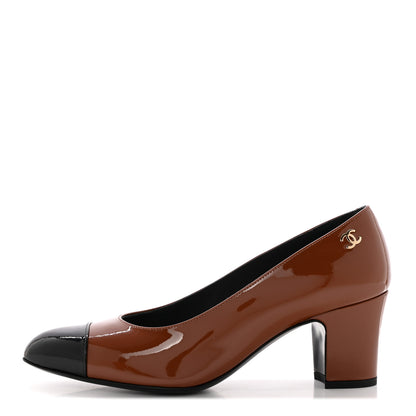 Chanel Patent Calfskin Pumps 37 Brown 1 of 10