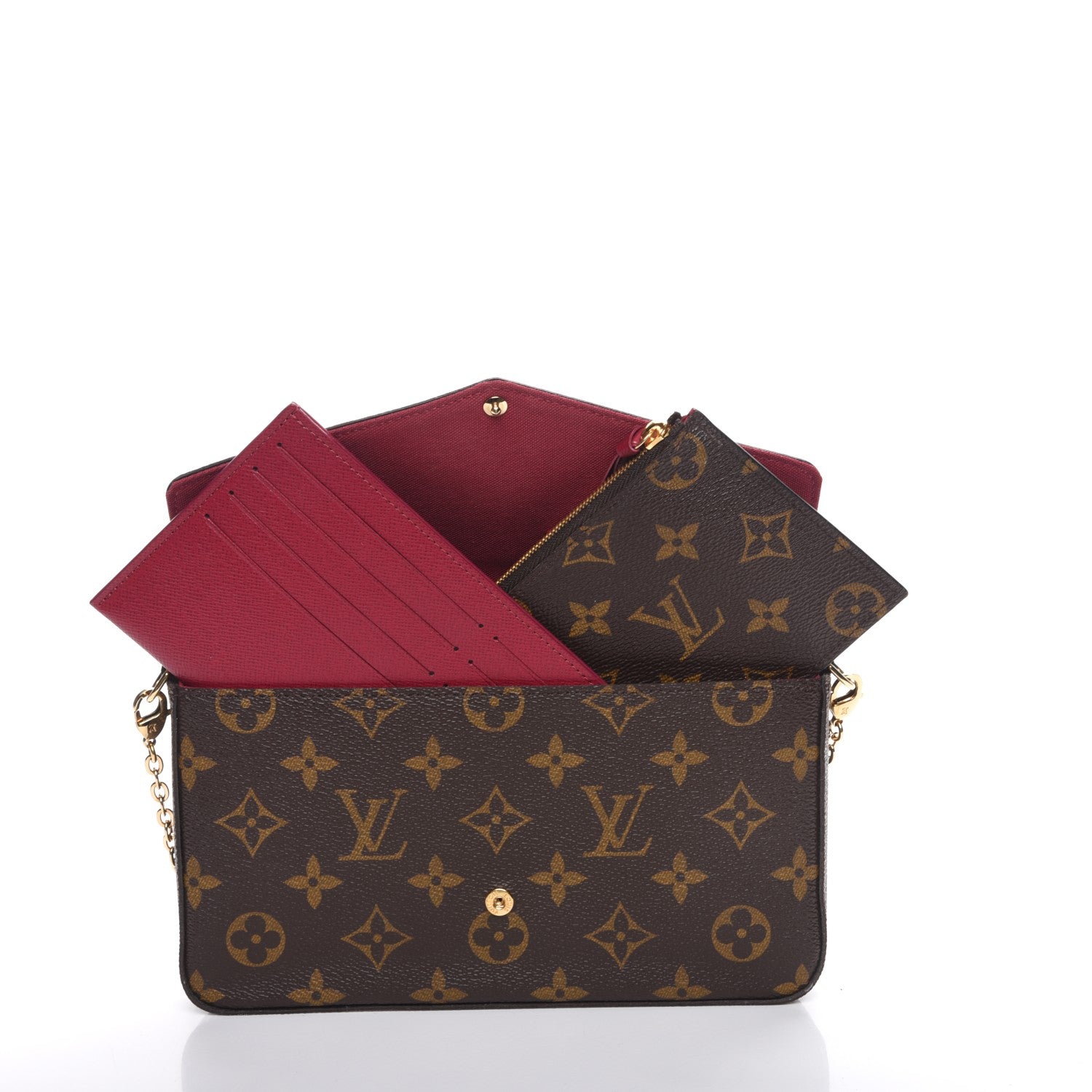Louis Vuitton Monogram Pochette Felicie Chain Wallet Fuchsia 5 of 10